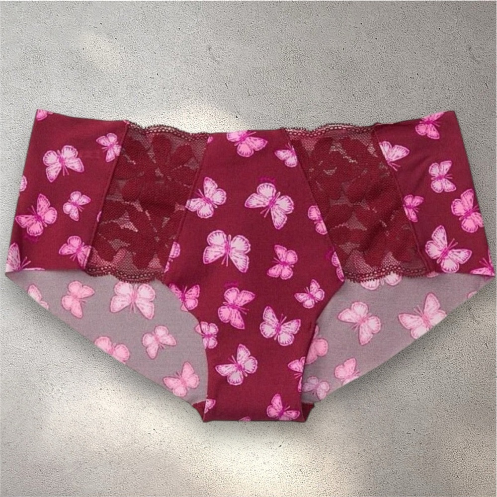PINK Victoria's Secret Maroon Butterfly Panties